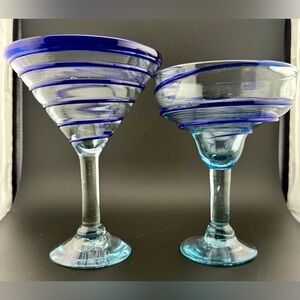 2 Margarita glasses. Blues. 12oz-16oz